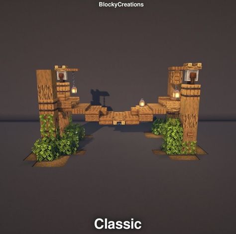 Cool Bridges In Minecraft, Cool Minecraft Bridge Ideas, Minecraft Wooden Bridge Ideas, Bridge Idea Minecraft, Wooden Minecraft Bridge, Minecraft Swinging Bridge, Long Bridges Minecraft, Dark Oak Bridge Minecraft, Fantasy Minecraft Bridge