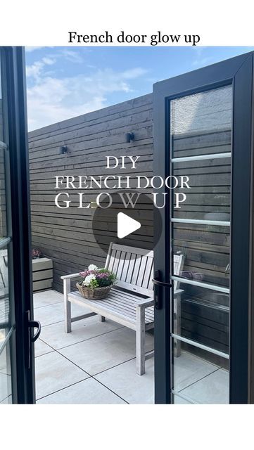 Backyard French Doors, Painted Patio Doors, French Door Makeover, Black Upvc Windows, Patio Doors Ideas, Painted Upvc Door, Diy French Doors, Window Aluminium, Painted French Doors