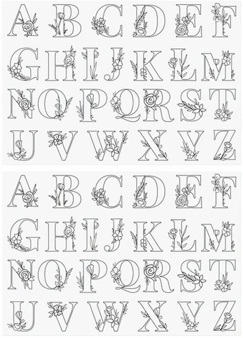 Lettering Fonts Embroidery, Letter Embroidery Patterns Alphabet, Embroidery Alphabet Letters Design, Alphabet Embroidery Patterns Letters, Embroidery Initials Letters, Hand Embroidery Letters, Diy Embroidery Projects, Lettering Styles Alphabet, Cricut Monogram