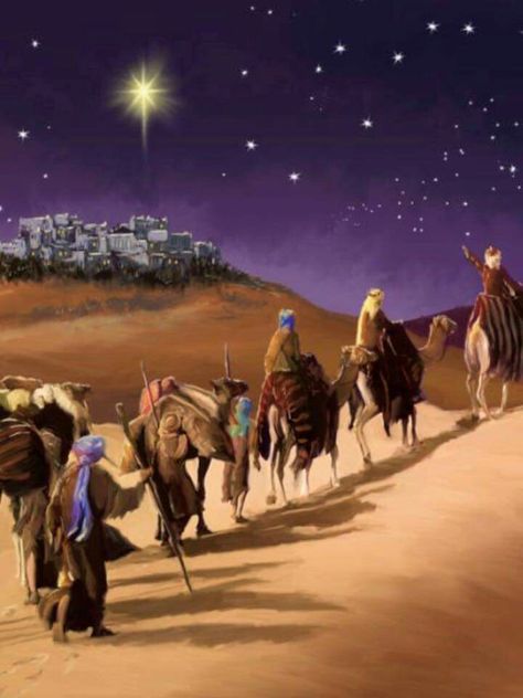 The Three Kings following the star to Bethlehem Meaning Of Christmas, Three Wise Men, Advocate Art, Christmas Jesus, O Holy Night, Biblical Art, Halloween Vintage, Religious Christmas, Wise Men