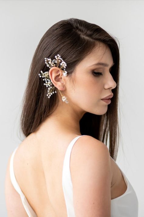 Ear Cuff Jewelry, Gdansk Poland, Bridal Hair Inspiration, Wedding Earring, Fancy Jewellery Designs, Bow Hairstyle, Peinados Fáciles Para Cabello Corto, Ear Cuff Earings, Handmade Fashion Jewelry