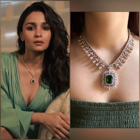 Buy Alia Bhatt Inspired Emerald Green Doublet Pendant Set online on Etsy India. Shop for handmade, vintage and unique Jewellery Sets items from Yanascreationandco online on Etsy Bollywood Diamond Necklace, Diamond Indian Necklace, White Gold Necklace Set, Emareld Jewellery, Diamond Necklace Emerald, Emerald Diamond Set, Indian Emerald Jewellery, Emerald Sets Jewellery, Diamond And Emerald Necklace