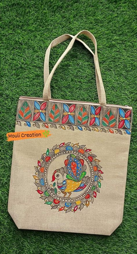 Diy Bag Painting, Painted Handbag, Handmade Paper Art, Canvas Bag Diy, Fabric Painting On Clothes, Fabric Painting Techniques, Baby Animal Drawings, Mandala Art Therapy, Handpainted Bags