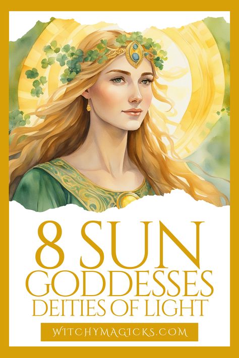 Explore the fascinating world of 8 sun goddesses who embody the power, warmth, and vitality of light. Learn about these radiant deities from various cultures and how they represent strength, energy, and life-giving forces. Perfect for those interested in mythology and divine feminine energies.  #SunGoddesses #DeitiesOfLight #Mythology #DivineFeminine #SunDeities #SolarEnergy #PaganTraditions #Goddess #Deity #Myth #Deities #WitchyMagicks Beings Of Light, Irish Goddess, Fire Goddess, Irish Mythology, Sun Power, Goddess Energy, Divine Light, Goddess Art, Hindu Deities