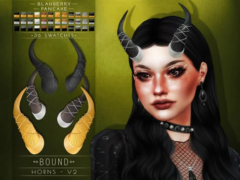 TS4 CC Sims 4 Horns Cc, Homestuck Horns, Blahberry Pancake, Goth Hat, Sims Challenge, Dragon Horns, Sims 4 Traits, Sims 4 Anime, Sims 4 Dresses