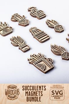 Download Succulent Magnets SVG, Succulents SVG bundle, Glowforge svg (1332201) instantly now! Trusted by millions + EASY to use Design Files + Full Support. Wood Laser Projects, Snapmaker Projects, Laser Cut Projects Ideas, Succulent Magnets, Laser Cut Ideas, Succulent Svg, Cactus Svg, Wood Laser Ideas, Glowforge Projects