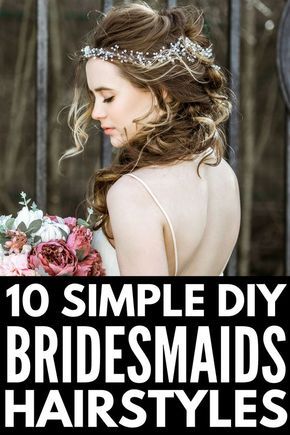 Easy DIY Bridesmaid Hairstyles | If you're looking for the perfect updo or half up bridesmaid hair ideas for medium length or long hair, we've rounded up 10 simple styles you can create at home. Perfect for brunettes and blondes, straight hair, curly hair, and hair with natural waves, these classic, vintage, and boho updos will take your look from good to gorgeous in time for summer wedding season! #hair #updo #hairstyle #bridesmaid #weddinghair #weddinghairstyle Diy Bridesmaid Hairstyles, Easy Bridesmaid Hairstyles, Hair Ideas For Medium, Diy Bridesmaid Hair, Boho Updo, Prom Makeup Looks, Fall Makeup Looks, Long Layered Haircuts, Stunning Makeup