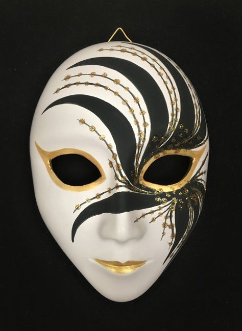 "Handmade and hand painted Venetian/Mardi Gras masks, different color options available to match your decor, made with plaster and painted when dry, 6\" tall, beautiful when hung on walls, an eye catcher, unique gift idea for birthdays, anniversary, Valentines, Mother's Day etc., contact vendor for more designs and color options if interested" Mask Painting Ideas Design, Hand Painted Masks For Masquerade Carnival, Plaster Mask Ideas, Plaster Mask, Venetian Masks For Theater Festivals, Venetian Half Mask, Venetian Masks Art, Italian Masks, Artistic Hand-painted Masks For Carnival