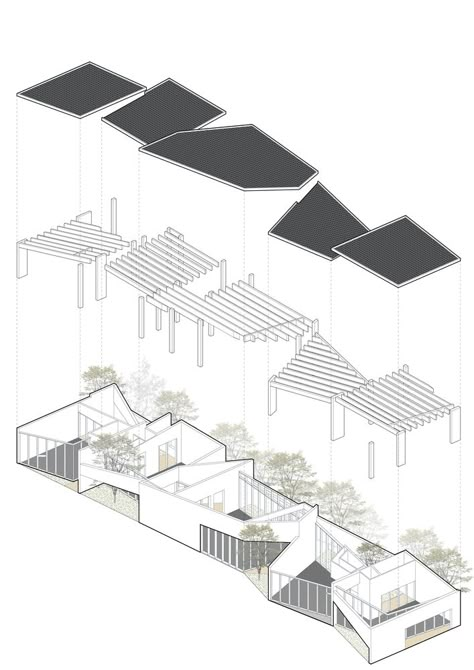 Gallery of Living Art Pavilion / MOZHAO ARCHITECTS - 25 Art Pavilion, Galleries Architecture, Pavilion Architecture, Architecture Concept Diagram, Architecture Board, Architecture Design Drawing, Architecture Collage, Architecture Graphics, Living Art