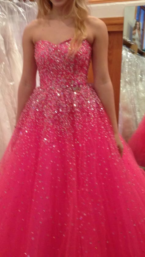 Pink ballgown Hot Pink Sweet 16 Dresses, Bling Outfits, Poofy Prom Dresses, Debs Dresses, Xv Dresses, Mitzvah Dresses, Pink Ball Gown, Sparkle Wedding Dress, Deb Dresses