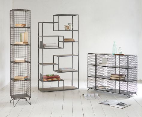 Warehouse Home's new professional organisation expert, Vicky Silverthorn, shares her tips and advice for creating a well organised and clutter free home with industrial style mesh metal storage solutions.  #storage #industrialstyle #warehousehome #meshmetal Mesh Shelves, Wire Mesh Furniture, Mesh Furniture, Loft Designs, Room Decor Bedroom Teenage, Door Dividers, Warehouse Home, Loft Furniture, Shelf Furniture