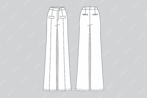 Premium Vector | Wide leg pantstechnical fashion illustration pants vectorpants draw woman pants Pants Technical Drawing, Pantaloon Pants, Drawing Pants, Pants Drawing, Woman Pants, Woman Drawing, Pen Tool, Technical Drawing, Wide Pants