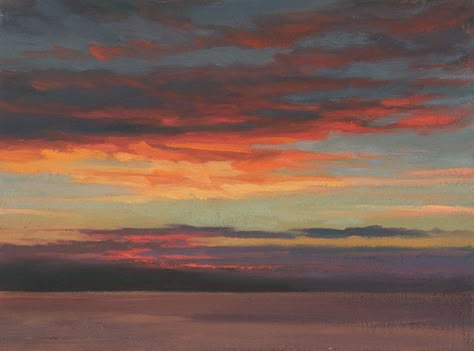 Twilight Sky Painting, Evening Sky Painting, Broughty Ferry, Sunset Paintings, Colour Studies, Sky Paintings, Cloud Paintings, Study Painting, Contemporary Landscape Artists