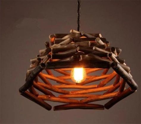 Diy Outdoor Lights, Diy Lighting Fixtures, Kids Storage Furniture, Lighting Design Ideas, Wood Restaurant, Interior Design Color Schemes, Wooden Pendant Lamp, Handmade Chandelier, Restaurant Chandelier