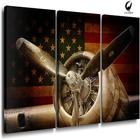 Vintage Airplane Decor, Man Cave Artwork, Propeller Wall Decor, Americana Wall Decor, Propeller Wall, Patriotic Wall Art, American Flag Wall Art, Airplane Propeller, Aviation Decor