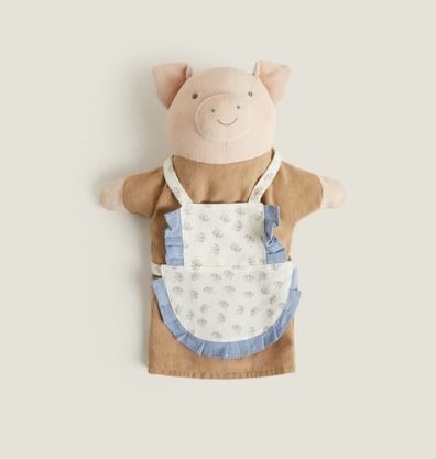 Pig Puppet, Quiet Toys, Floral Apron, Kids Rain, Crochet Coat, Hand Puppets, Little Pigs, All Toys, Clean Laundry