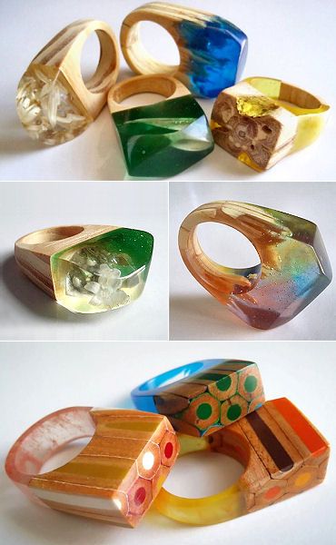 Tanile Maria Resin Finger Rings, Modern Resin Ring Jewelry, Wood And Resin Rings, Elegant Handmade Resin Rings, Rings Resin, Plastic Rings, Rings Stone, Polymer Clay Ring, Wood Jewelery