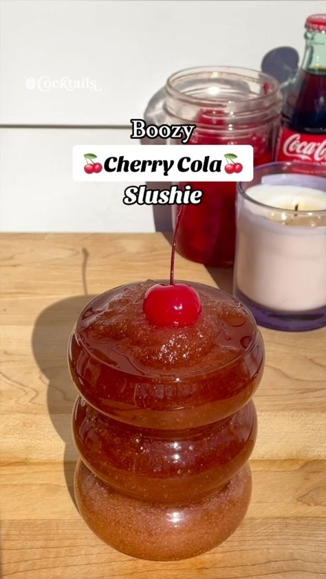 Tipsy cocktail meets refreshing!🤝😍 Sippin’ on a Frozen Boozy Cherry Cola as the perfect blend of sweet and tangy!🍒❤️‍🔥 Would you try… | Instagram Edible Cocktail Toppers, Blueberry Margarita, Whiskey Lemonade, Cocktail Toppers, Edible Cocktails, Fuzzy Navel, Frozen Cocktail Recipes, Frozen Margaritas, Edible Toppers