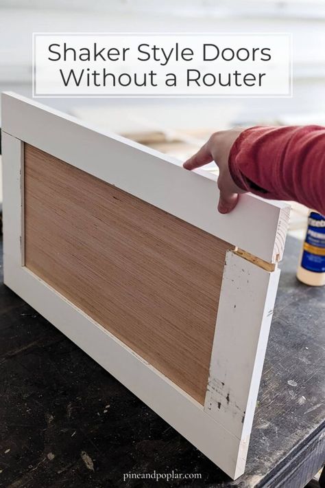 How to Make Shaker Cabinet Doors Without a Router Build Shaker Cabinet Doors, How To Make A Cabinet, Making Shaker Cabinet Doors, How To Build A Cabinet With Doors, How To Build Cabinet Doors, Diy Cabinet Doors Easy, Make Shaker Cabinet Doors, How To Make Shaker Cabinet Doors, Diy Cupboard Doors