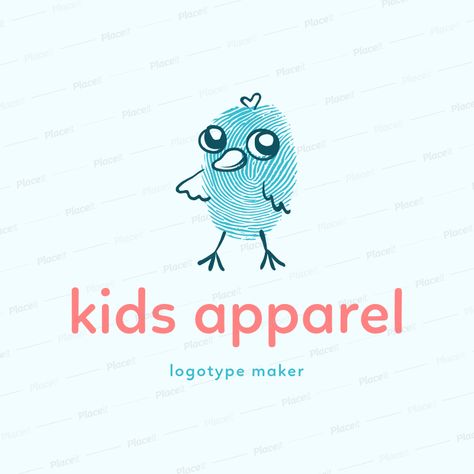 Placeit - Apparel Logo Maker for Kids Clothing Brands Kids Clothing Logo, Kids Clothing Brand, Penguin Images, Apparel Logo, Clothing Logo Design, Make Your Own Logo, Fingerprint Art, Business Cards Layout, Clothing Brand Logos