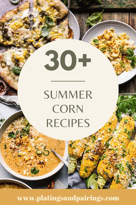 Corn is such a versatile ingredient. It's great in savory dishes, sweets, and everything in between. Here's 30+ delicious recipes using corn! Corn Entree Recipes, Corn Recipes Main Dish, Meals With Corn, Dishes With Corn, Corn Recipes Easy, Corn Dishes Recipes, Corn Dinner Recipes, Corn Puree Recipe, Recipes Using Corn