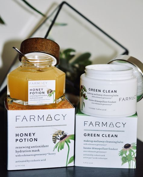 Ever since the *cleverly named* farm-to-skin beauty brand Farmacy launched at Sephora in 2015, it has become one of the most talked-about green beauty brands in the world. I wanted to try these two products, Honey Potion ($56) and Green Clean ($34) since they have huge hype and fit well into my routine. Honey potion is a hydration mask packed with antioxidants and Green Clean is a makeup melt away cleansing balm. Let’s see how they work.Green Clean $34This soft and buttery makeup dissolving The Balm Makeup, Oil Makeup Remover, Green Clean, Honey Mask, My Routine, Oil Cleanser, Cleansing Balm, Green Cleaning, Beauty Review