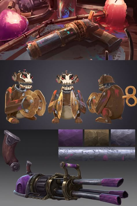 Jinx Arcane Gadgets, Arcane Gauntlets, Riot Games Concept Art, Arcane Artbook, Jinx Props, Jinx Room, Jinx Concept Art, Arcane Technology, Arcane Props