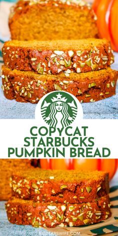 Starbucks Pumpkin Bread Recipe, Pumpkin Bread Starbucks Copycat, Easy Pumpkin Bread Recipe, Easy Pumpkin Bread, Best Pumpkin Bread Recipe, Starbucks Pumpkin Bread, Best Banana Bread Recipe, Pumpkin Bread Easy, Moist Pumpkin Bread