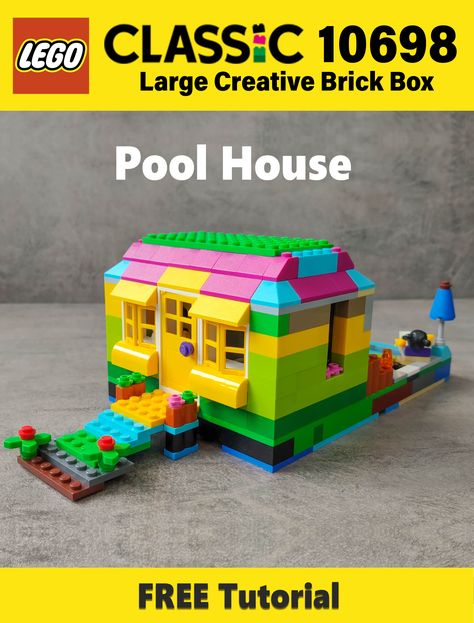 Lego Pool Ideas, Lego House Ideas Easy Instructions, Lego Classic Ideas 10698, Lego 10698 Ideas, Lego House Instructions, Lego Couch, Lego 10698, Lego Masters, Kids Indoor Play