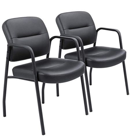 Amazon.com: Devoko Office Reception Chairs Executive Leather Guest Chairs with Armrest Ergonomic Upholstered Lumber Support Side Chairs Set of 2 (Black): Kitchen & Dining Reception Chairs, Office Reception, Guest Chair, Office Chairs, Line Design, Soft Leather, Leather, Black, Design