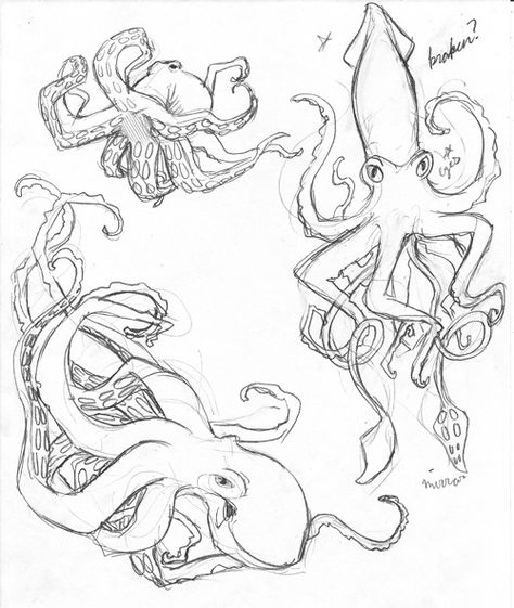 Animal Drawings Sketches, Urban Threads, Animal Sketches, Art Drawings Sketches Simple, Cool Art Drawings, Kraken, Art Inspiration Drawing, Art Drawings Simple, Creature Art