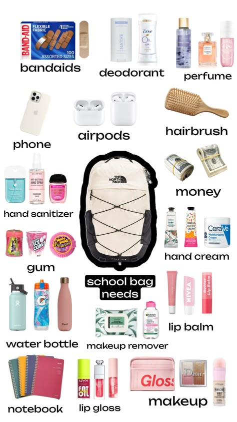 High School Essentials, Schul Survival Kits, Middle School Essentials, Freetime Activities, School Emergency Kit, School Backpack Essentials, Middle School Survival, Preppy School Supplies, School Routine For Teens