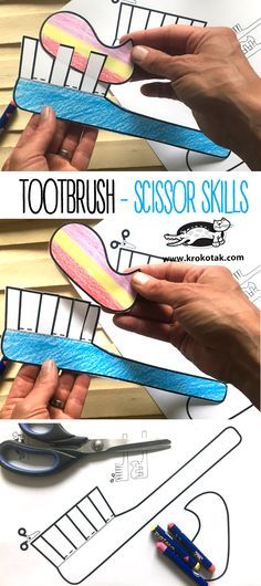 krokotak | TOOTBRUSH – SCISSOR SKILLS Teeth Kindergarten, Tooth Preschool, Dentist Crafts, Dental Health Preschool Crafts, Healthy Habits Preschool, Dental Health Crafts, Health Preschool, Dental Health Week, Dental Health Preschool