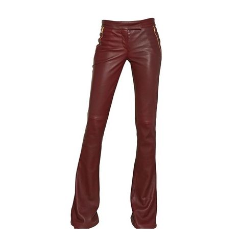 EMILIO PUCCI Flared Nappa Leather Trousers (£1,045) ❤ liked on Polyvore featuring pants, bottoms, trousers, calÃ§as, jeans, flare trousers, zipper trousers, emilio pucci pants, red pants and flared trousers Leather Vintage Pants, Low Rise Red Leather Pants, Red Leather Jeans, Leather Pants Flare, Red Flared Pants, Flared Leather Pants, Eye Pants, Red Flare Pants, Red Leather Pants