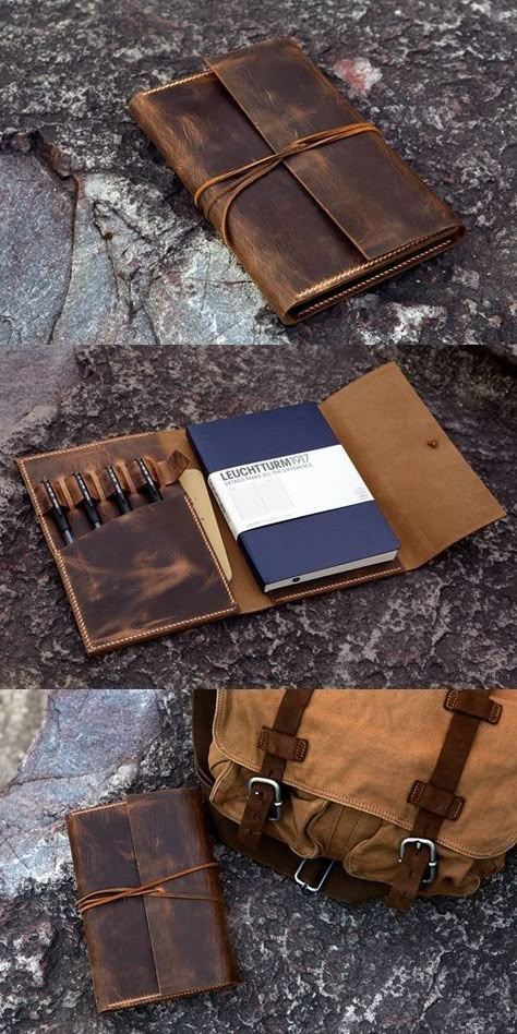 Diy En Cuir, Leather Book Covers, Cover Journal, Leather Ideas, A5 Notebook, Leather Books, Leather Notebook, Leather Crafts, Leather Projects