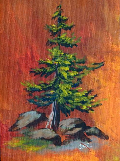 David Langevin, Campfire Art, Cool Drawing Ideas, Blank Sketchbook, Different Trees, Pine Tree Painting, Pine Tree Art, Slate Art, Cool Drawing