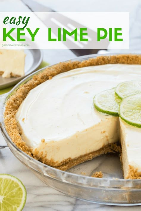 This 5-ingredient Easy Key Lime Pie is the perfect dessert any time of year! #pies #easyrecipe #keylime #desserts Easy Key Lime Pie Recipe, Key Lime Pie Recipe No Bake, Easy Key Lime Pie, Key Lime Recipes, Key Lime Desserts, Key Lime Pie Easy, Key Lime Pie Recipe, Lime Desserts, Lime Pie Recipe