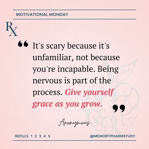 🫣 It is OKAY to be nervous and STILL do it anyway. Allow yourself to feel those feelings but don't let it stop you from reaching your goals. The more practice you have, the less you'll feel unfamiliar with it and grow in confidence. ✨️ . #motivationalmonday #success #learning #studytips #inspire #quotes #quote #quoteoftheday #inspirationalquotes #motivationalquotes #inspirational #pharmacy #memorypharm #medical #nursing #student #doctor #quotestagram #study #determination Nursing School Inspiration Quotes, Med Student Quotes Motivation, Med Student Quotes, Nursing School Quotes, Medical School Quotes, Allow Yourself To Feel, Student Doctor, Nursing School Inspiration, Nurse Quotes Inspirational