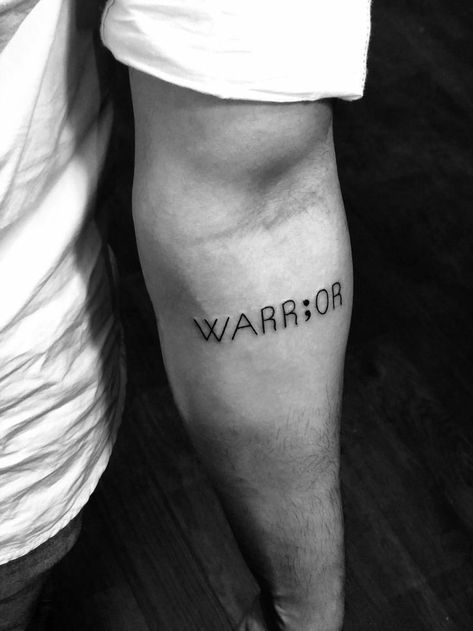 Semi-colon Tattoo Warrior, Warrior Tattoos Semi Colon, Warrior Tattoo With Semi Colon, I Am A Survivor Tattoo, Warrior Semi Colon Arrow Tattoo, Survivor Tattoo Ideas For Men, Tattoo Sleave Ideas Men, Semi-colon Tattoo Placement Ideas, Semi-colon Tattoo Ideas For Men