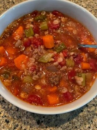 Hamburger Soup With Barley, Hamburger Barley Soup, Barley Vegetable Soup, Natasha Kitchen, Souper Bowl, Vegetable Soup Recipe, Beef Barley Soup, Hamburger Soup, Vegetable Beef Soup