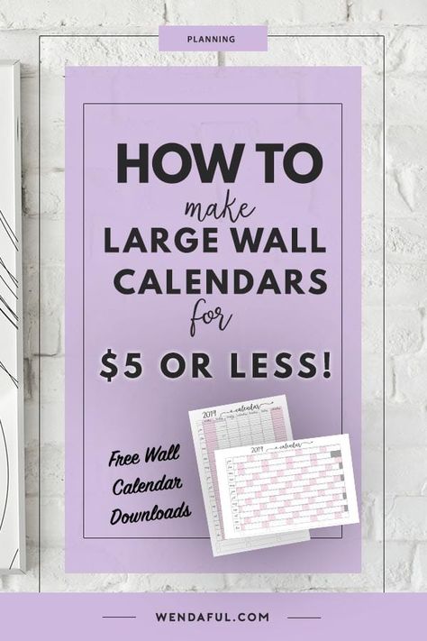 How To Make Your Own $5 Wall Calendar https://www.wendaful.com/2019/02/how-to-make-your-own-5-wall-calendar/ How To Make Your Own Calendar, Diy Large Wall Calendar, Diy Wall Calendar Ideas, How To Make A Calendar, Wall Planner Ideas, Diy Wall Calendar, Diy Calendar Wall, Vertical Calendar, Big Poster