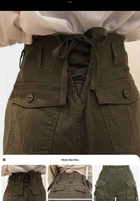 Corset-backed cargo pants Cargo Pants Sewing Patterns, Cargo Pattern Pants, Erica Core, Cargo Pants Pattern, Corset Pants, Alt Grunge, Clothes Making, Waist Corset, Adaptive Clothing