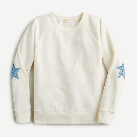 J.Crew: Clothes, Shoes & Accessories For Women, Men & Kids Star Patches, Elbow Patch Sweater, Elbow Patches, Branded Sweatshirts, Girl Sweatshirts, Embroidered Sweatshirts, Girls Shopping, Cashmere Sweaters, Kids Shirts