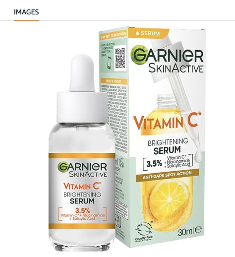 Garnier Vitamin C Serum, Bright Glowing Skin, Serum For Face, Garnier Skin Active, Serum Cream, Lemon Extract, Vitamin C Serum, Brightening Serum, Face Skin Care