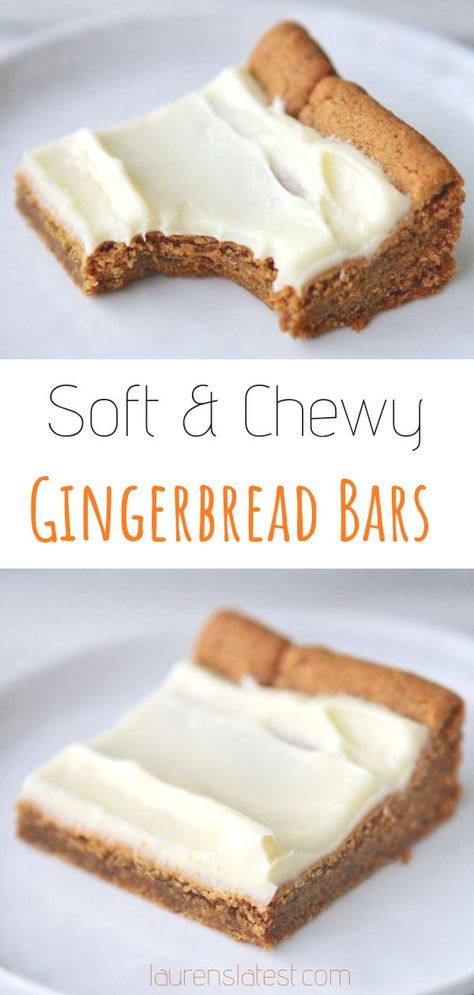 Gingerbread Squares With Cream Cheese Icing, Christmas Baking With Cream Cheese, Ginger Bars Recipes, Chewy Gingerbread Bars, Gingerbread Bars With Cream Cheese Icing, Ginger Squares, Gingerbread Squares, Gingerbread Bars, Bars With Cream Cheese Frosting