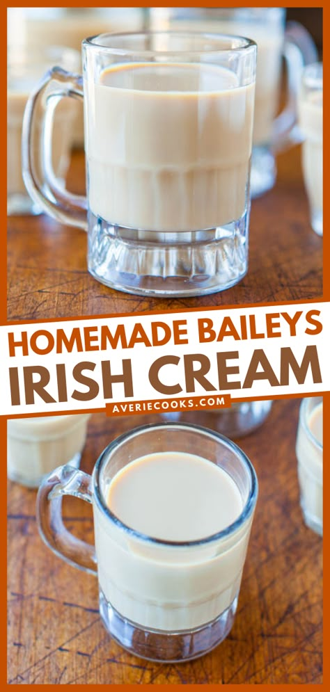 Homemade Baileys Irish Cream Recipe - Averie Cooks Homemade Margarita Recipe, Homemade Baileys Irish Cream, Baileys Dessert, Baileys Irish Cream Recipes, Homemade Liqueur, Irish Cream Recipe, Homemade Baileys, Homemade Irish Cream, Homemade Margaritas