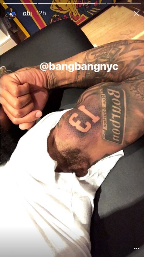 Football Tattoo Ideas For Men, Hometown Tattoo Ideas, Odell Beckham Jr Tattoos, Hometown Tattoo, Ambition Tattoo, Bicep Tattoo Men, Football Tattoo, Inner Bicep Tattoo, Heaven Tattoos