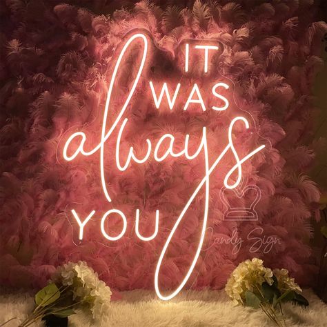 Welcome to Candyledneonsign Shop! Build Your Pink Dream, and Make It!   For custom neon signs, feel free to check out our custom link for more ideas at: https://www.etsy.com/listing/1263369979 Candyledneonsign  Neon sign: It Was Always You 【Size option-WxH】 : 12x16in(31.5x40cm)  14x18in(35x45cm) 15x20in(39x50cm)  17x22in(43x55cm) 18x24in(47x60cm)  20x26in(51x65cm) 21x28in(54.5x70cm)  23x30in(58.5x75cm) 25x31in(62.5x80cm)  26x33in(66.5x85cm) 28x35in(70.5x90cm)  31x39in(78x100cm)  (Custom size acc Party Wall Backdrop, Neon Light Wedding, Party Event Decor, Party Wall, Light Wedding, Engagement Party Wedding, Proposal Engagement, Wall Backdrops, Always You