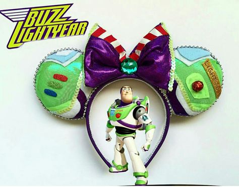 Buzz Lightyear Mickey Ears Diy Mouse, Disney Inspiration, Diy Disney Ears, Diy Mickey Ears, Mickey Mouse Pins, Disney Mickey Ears, Bow Ideas, Diy Disney, Disney Day