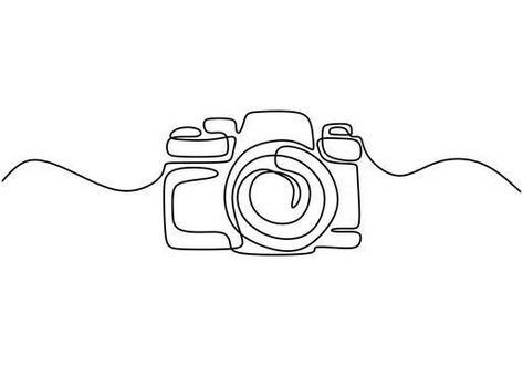 Art Abstrait Ligne, Camera Tattoos, Camera Illustration, Camera Drawing, Camera Tattoo, Camera Art, Single Line Drawing, Minimalist Drawing, One Line Drawing